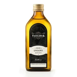Olej lniany złocisty tłoczony na zimno – świeży, naturalny olej bogaty w omega-3