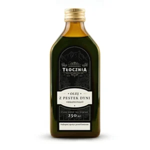 Olej z pestek dyni tłoczony na zimno – ciemnozielony, naturalny olej premium