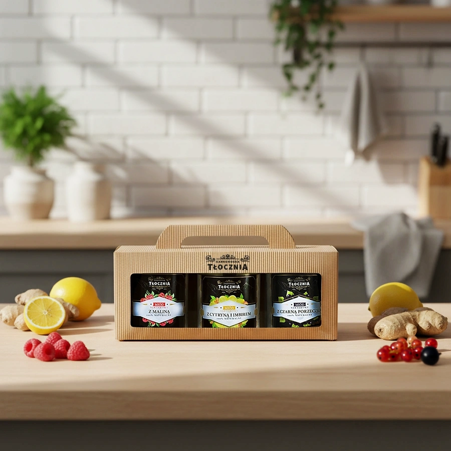 zestaw miodów owocowych na prezent tłocznia