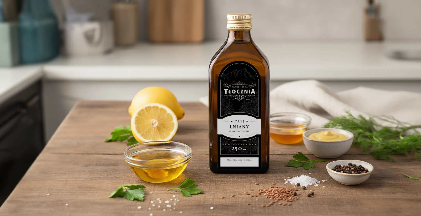 Dressing cytrynowy z olejem lnianym