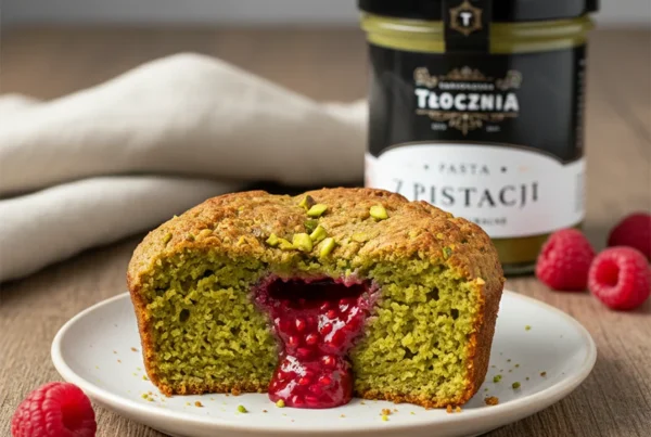 pistacjowe baked oats z malinowym wnętrzem