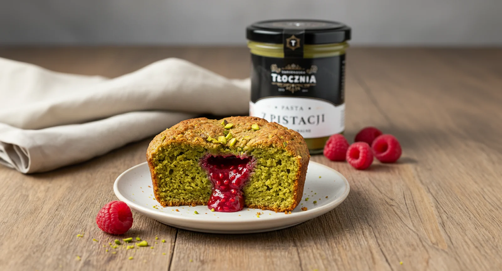 Pistacjowe baked oats z malinowym wnętrzem