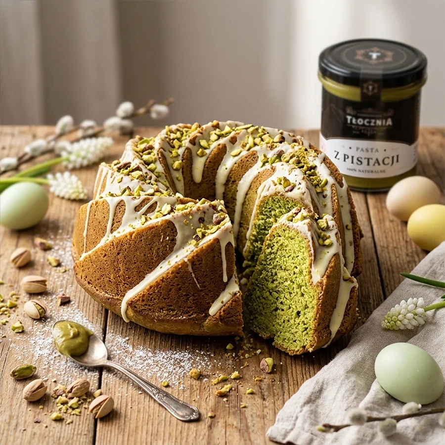 Mazurek pistacjowy wielkanocny z pastą pistacjową 100%