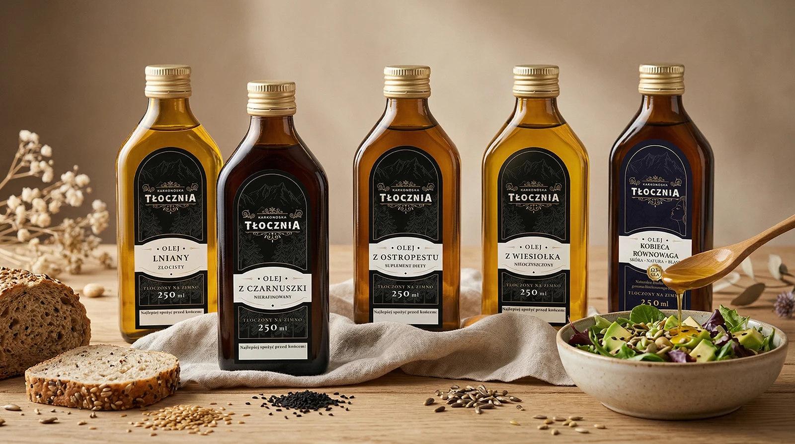Oleje tłoczone na zimno – jak powstają, jak je stosować i dlaczego świeżość ma znaczenie?