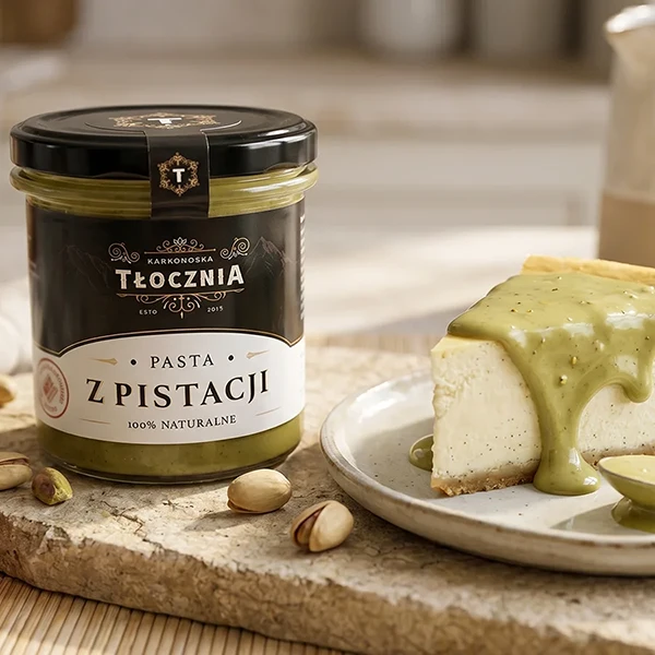Sernik baskijski pistacjowy z pastą pistacjową 100%